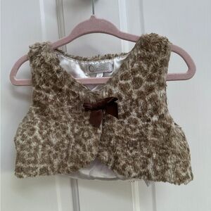 NWOT Quiltex 24M Girls Faux Brown Cheetah Leopard Print Vest